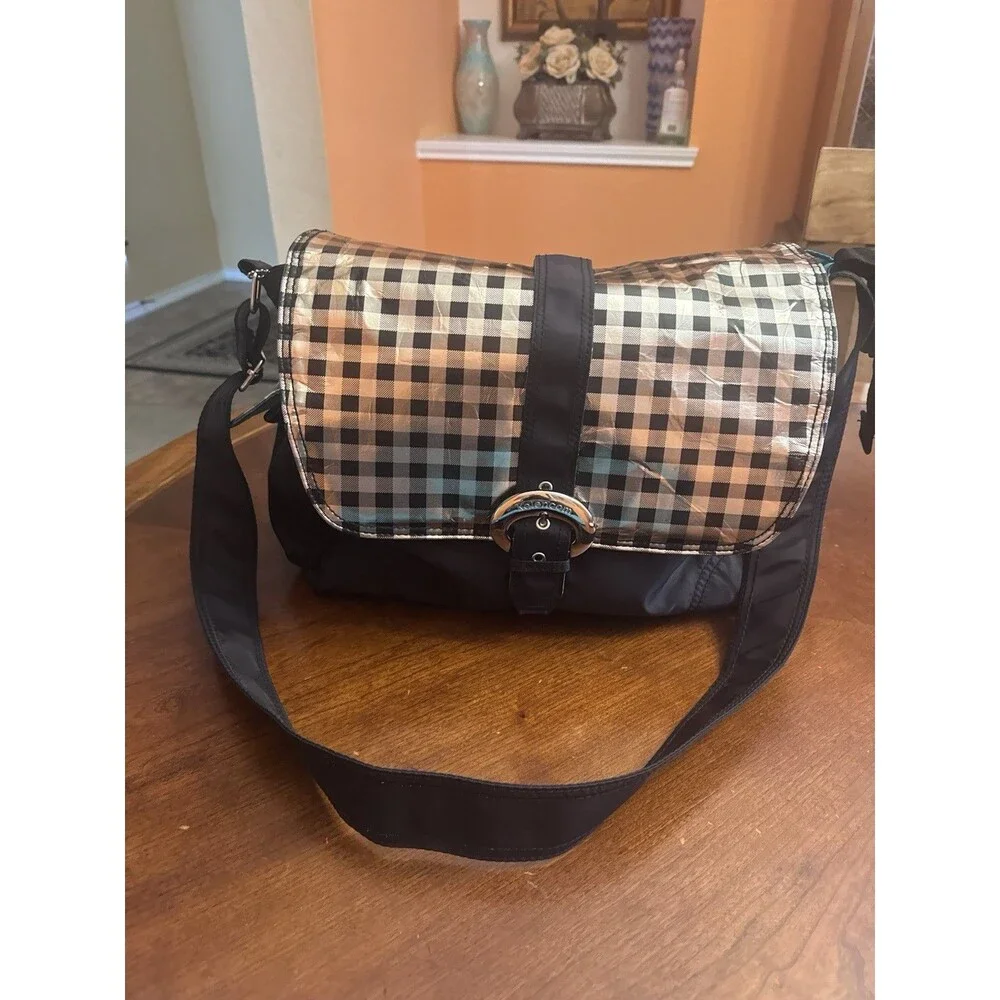 Baby Diaper Bag Kalencom Laminated Buckle Bag Black Gold Changing Pad Bottle Bag